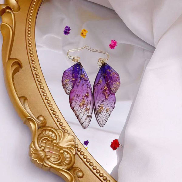Gradient Cicada Wings Butterfly Wings Earrings: F