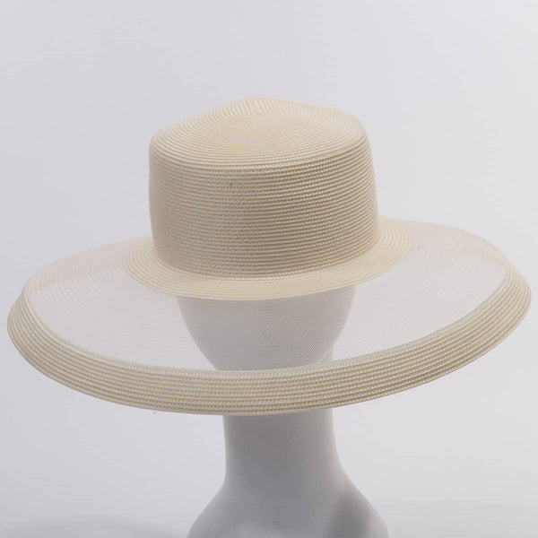 301886 Ribbon Bow Crinoline Brim Poly Straw Hats: PP / NAVY