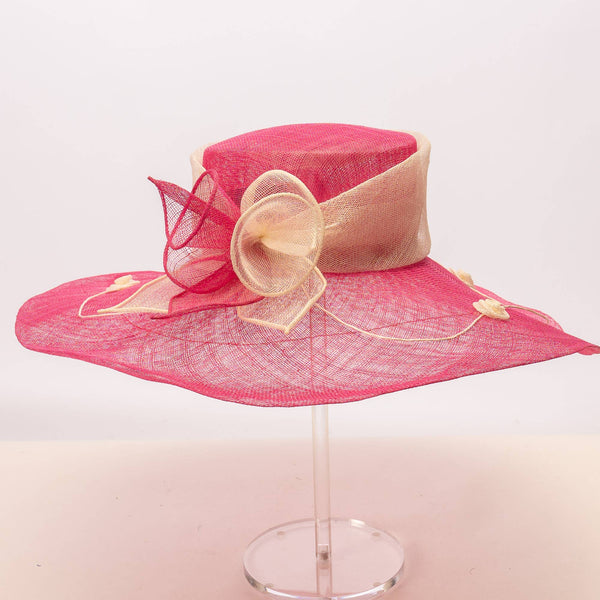 Two tone  Callalily Adorned Wide Soft Sinamay Hats | 117138: Yellow/Blue Ice