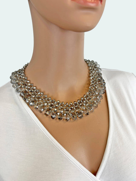 Crystal Statement Necklace: Jet Black