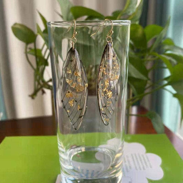 Gradient Cicada Wings Butterfly Wings Earrings: F
