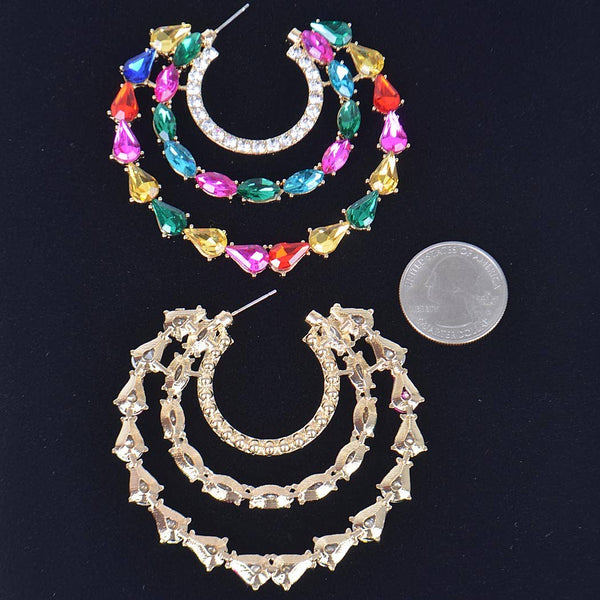 Stone Double Hoop Earring: Clear
