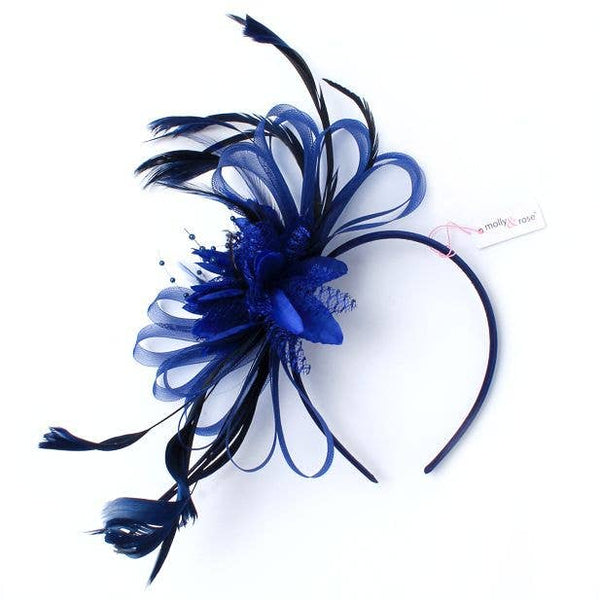 Style Elsie. Navy Looped Fascinator On An Aliceband