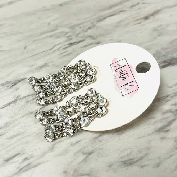 Crystal Waterfall Earring: Yellow Gold