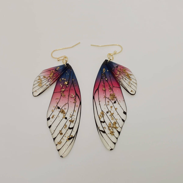 Gradient Cicada Wings Butterfly Wings Earrings: F
