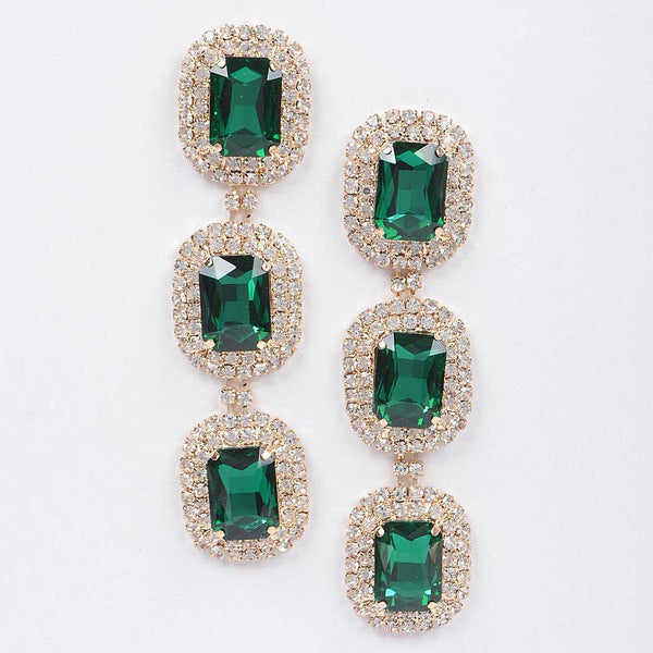Rhinestone Dangle Earring: Silver