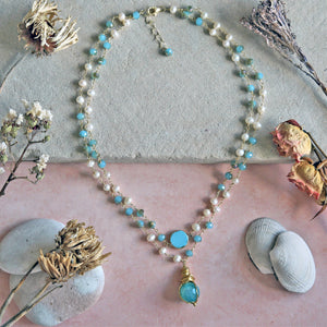 Wire Wrapped Stone Pendant Necklace