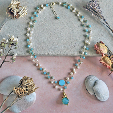 Wire Wrapped Stone Pendant Necklace