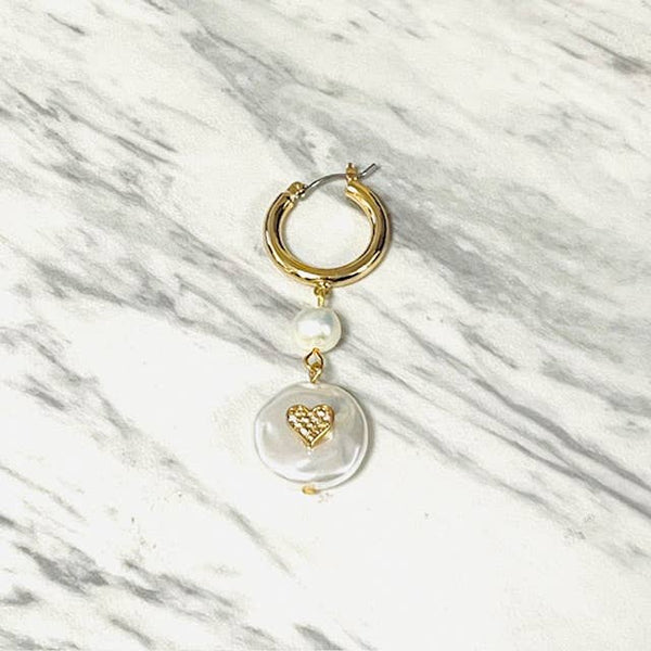 Crystal Heart & Pearl Drop Hoop