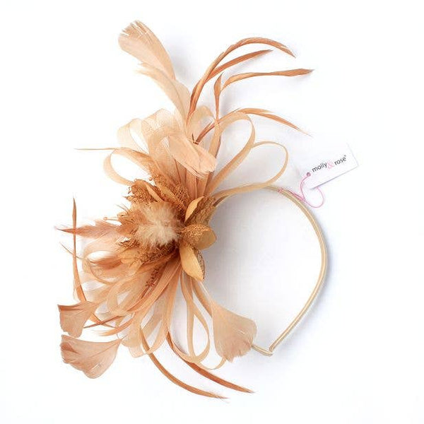 Style Elsie. Gold Looped Fascinator On An Aliceband