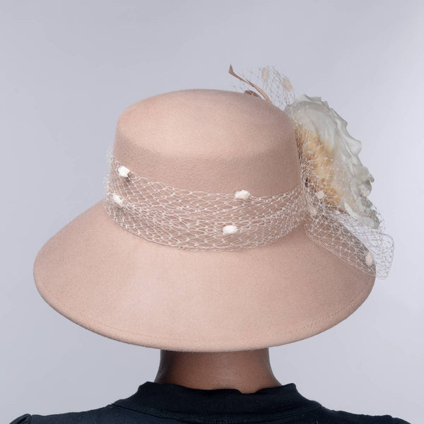 400788 Silk Flower Lamp Shape Wool Felt Hats: Felt / CAMEL