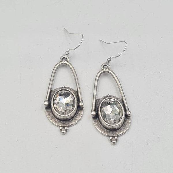 Luna Arch Crystal Earrings: Clear crystal