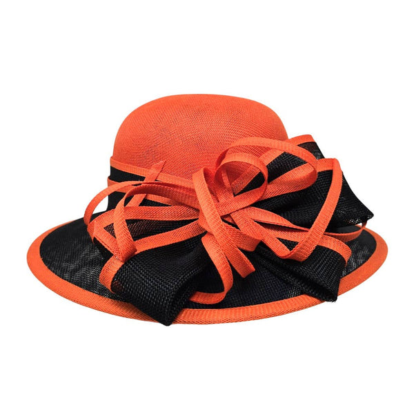 Two Tone Bow Accent Elegant Sinamay Dressy Hat: Beige,Brown