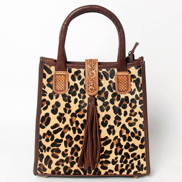 LC-ADBGA279 American Darling Cowhide Tote with Tooled Leather & Tassel Genuine Hair-On Hide: ADBGA279C