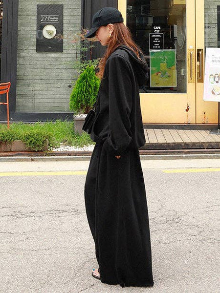 Loose Urban Gray Wide Leg Elastic Waist Pants: LIGHT GRAY / M
