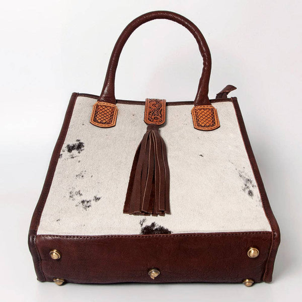 LC-ADBGA279 American Darling Cowhide Tote with Tooled Leather & Tassel Genuine Hair-On Hide: ADBGA279C
