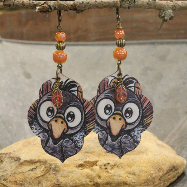 Fall Leaves & A Turkey Earrings