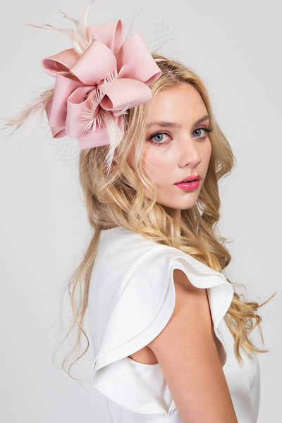 Feathered Loopy Sinamay Fascinator : Grey