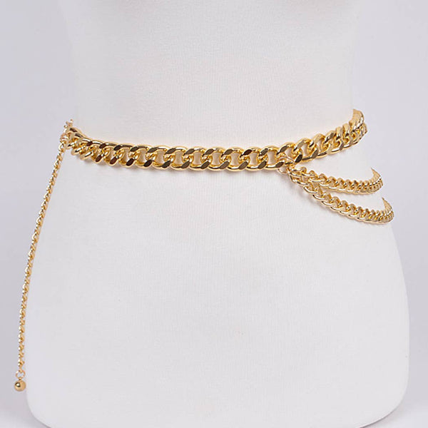 Layered Chain Belt: Silver