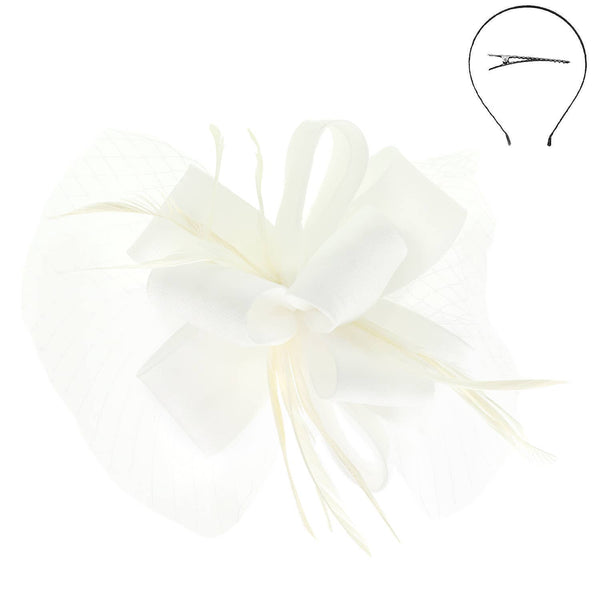 Feathered Loopy Sinamay Fascinator : Grey