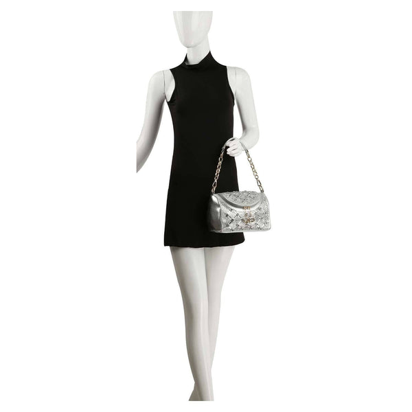 Rhinestone Design Top Flap Petite Handbag: Black
