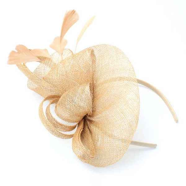 Style Charlotte. Gold Sinamay Fascinator