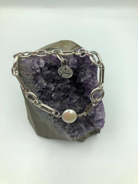 1VD1 Flat, round f.w.pearl silver plated bracelet