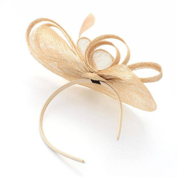Style Charlotte. Gold Sinamay Fascinator