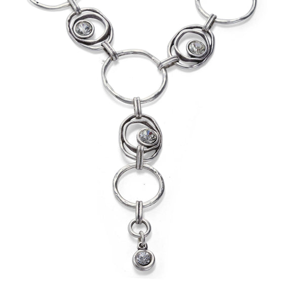 Handmade Crystal Pewter Necklace - 3859