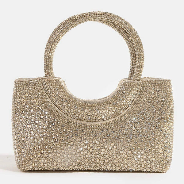 Full Rhinestone Studded Circle Handle Hand Bag: G