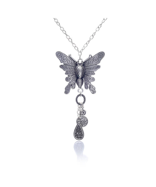 Silver Plated Bohemian Butterfly Design Necklace: Silver / Brass