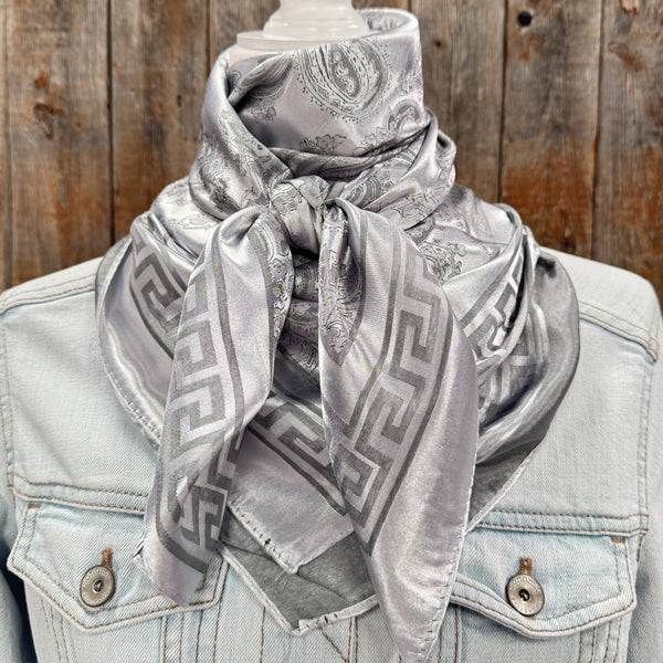 35X35" Silver Jacquard Wild Rag / Scarf WR4005