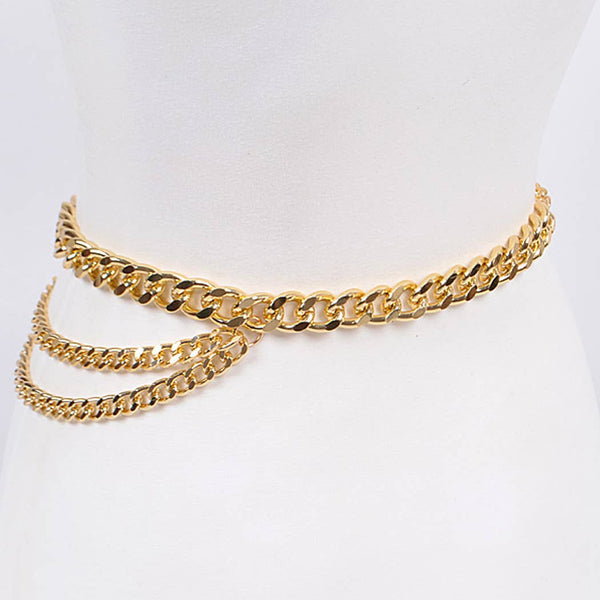 Layered Chain Belt: Silver