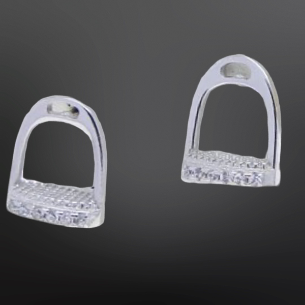 English Equestrian Stirrup Iron Sterling Silver Earrings: Yellow Gold