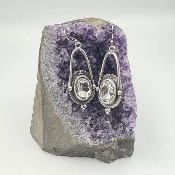 Luna Arch Crystal Earrings: Clear crystal
