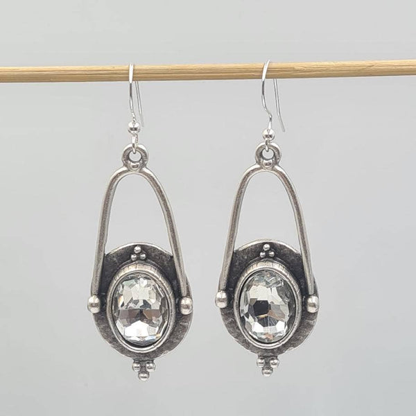 Luna Arch Crystal Earrings: Clear crystal
