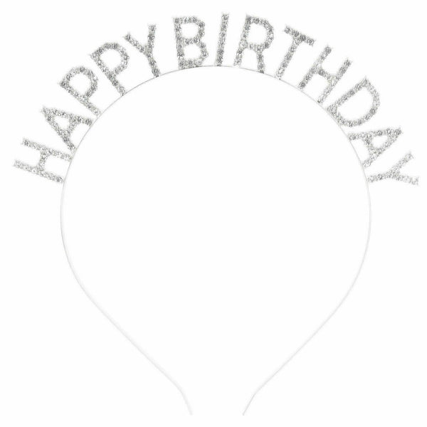 Happy Birthday Rhinestone Headband: Rose Gold-Clear