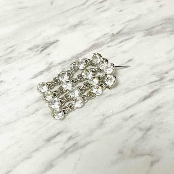 Crystal Waterfall Earring: Silver
