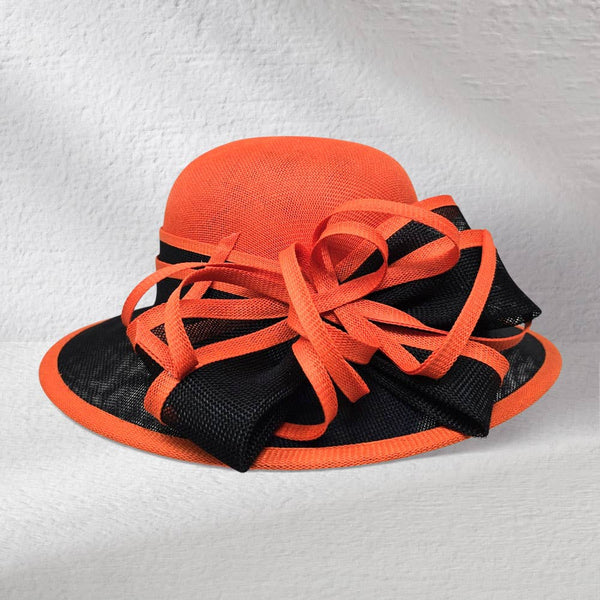 Two Tone Bow Accent Elegant Sinamay Dressy Hat: Beige,Brown