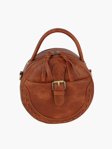 Brown Vegan Leather Crossbody Bag