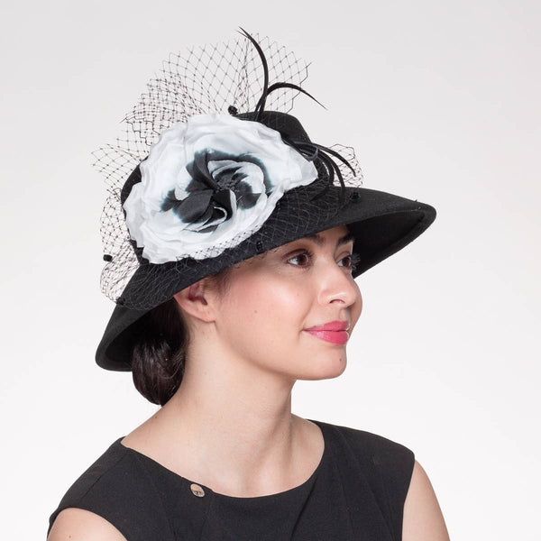 400788 Silk Flower Lamp Shape Wool Felt Hats: Felt / CAMEL