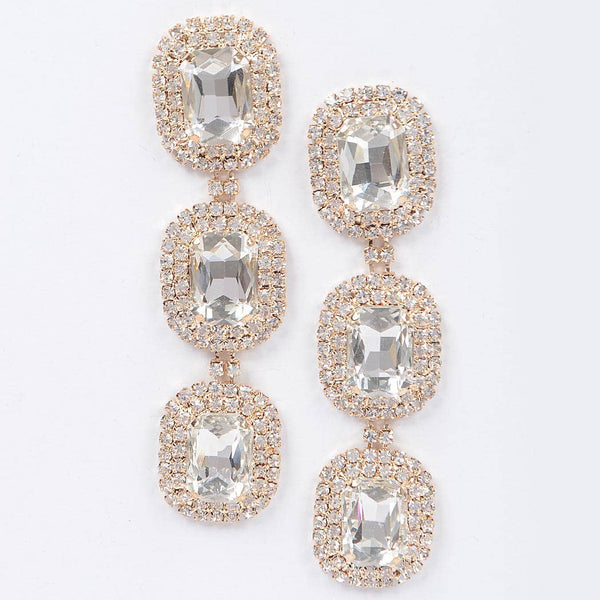 Rhinestone Dangle Earring: Silver