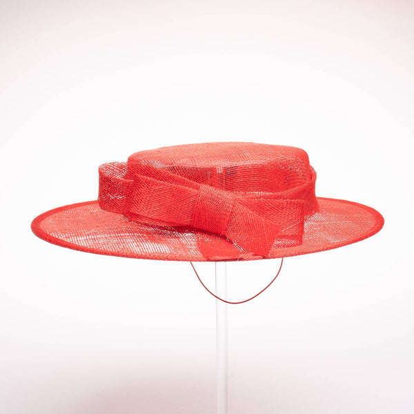 Sinamay Sailor Hat With Sinamay Bow with elastic attachment: Pink