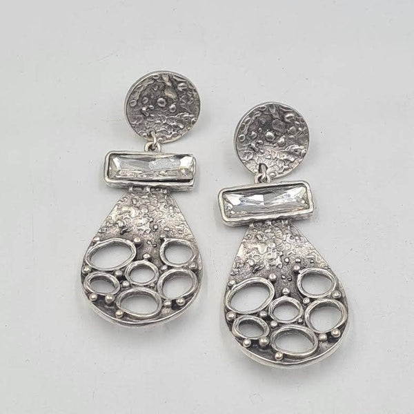 Mosaic Drop Statement Earrings: Clear crystal