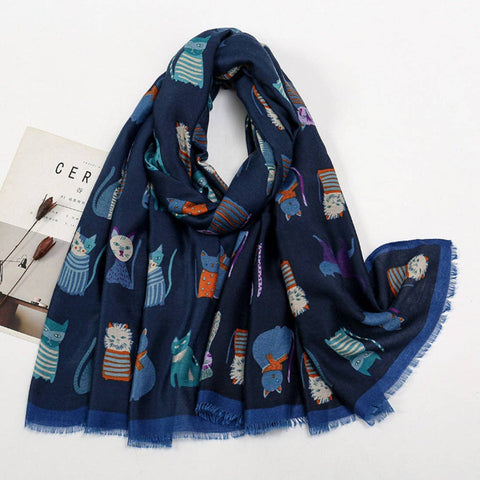 Cartoon Cat Pattern Scarf