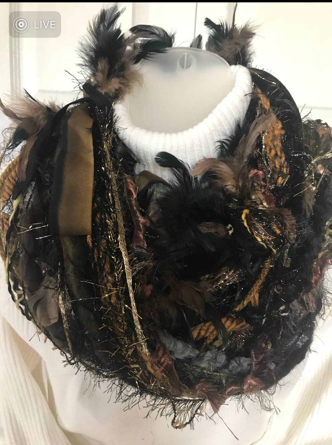 Black Feather Scarf - Artisan Made