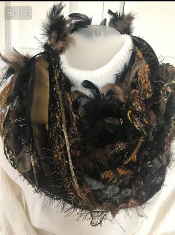 Black Feather Scarf - Artisan Made