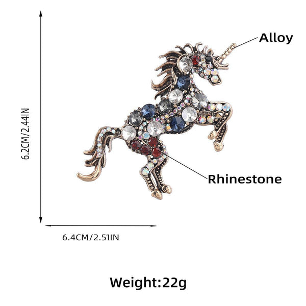 Colourful Rhinestone Galloping Horse Brooch: Horse