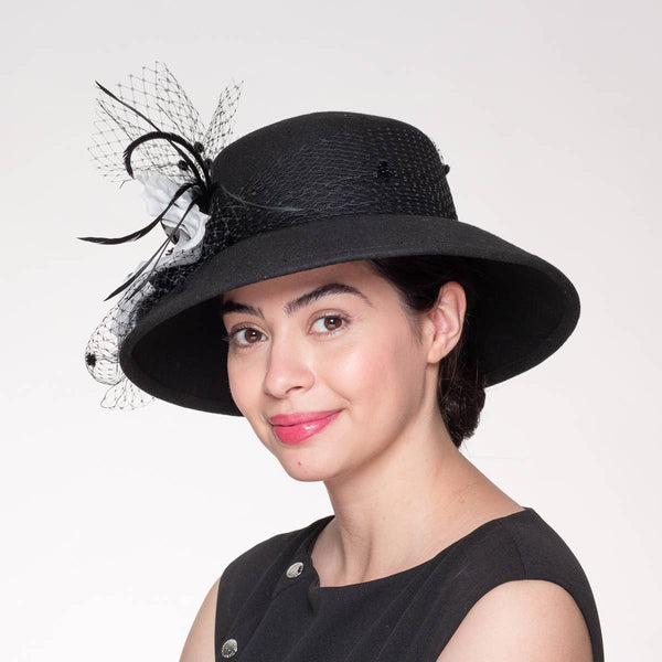 400788 Silk Flower Lamp Shape Wool Felt Hats: Felt / CAMEL