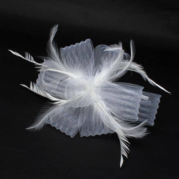 Style Freya. Looped Net And Feather Fascinator
